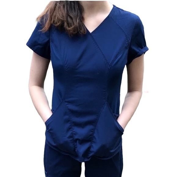 Cherokee Luxe Scrub Top Navy Blue Size S - Picture 3 of 15